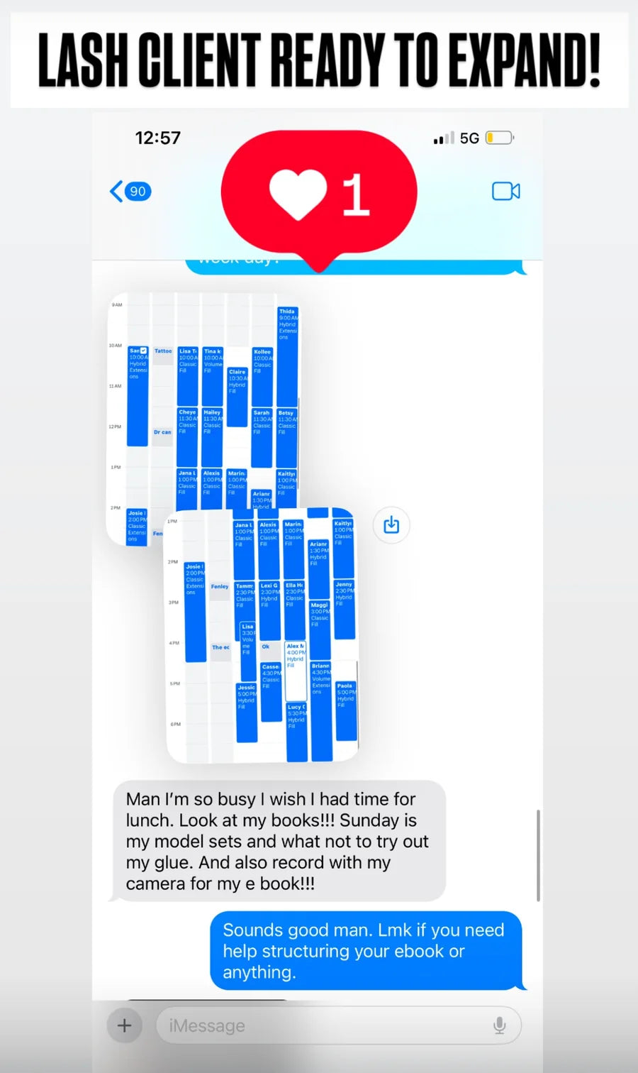 Beauty client appointment calendar packed with bookings